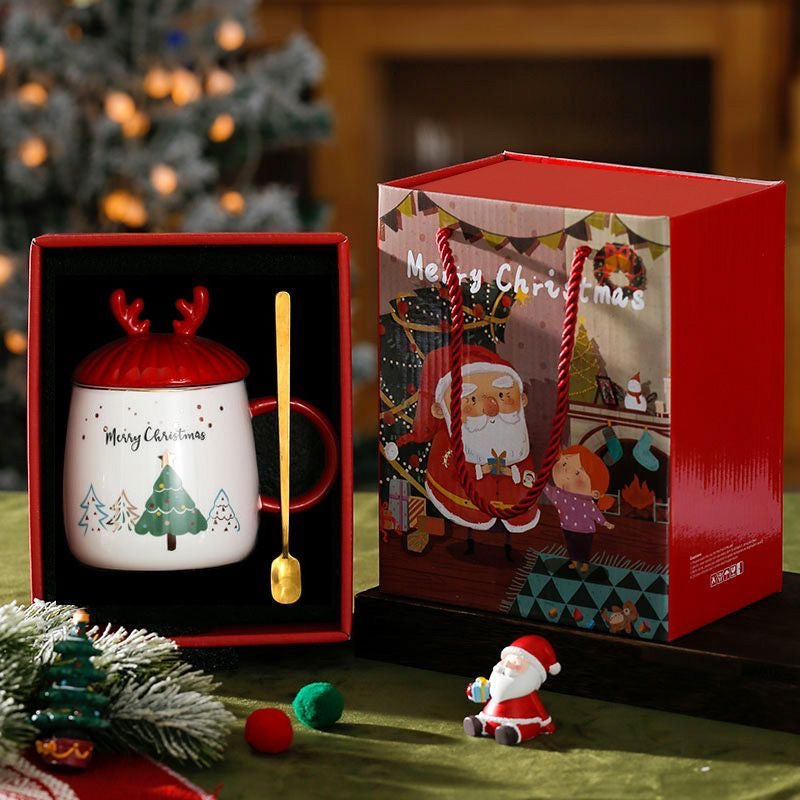 Christmas Holiday Gift Coffee Mug with Lid inspired by Antlers