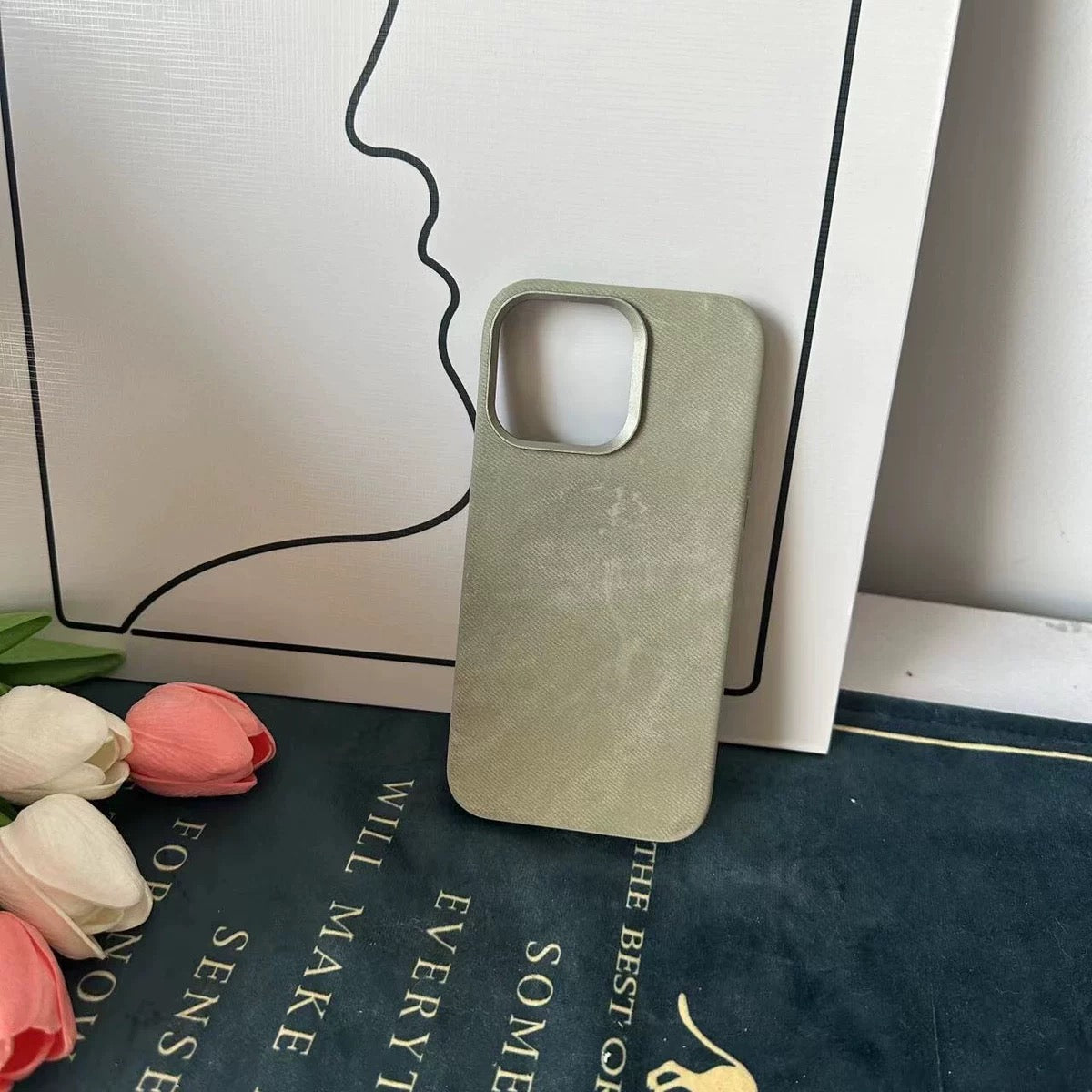 IPhone Case MagSafe Vegan Leather Light Green or Light Grey