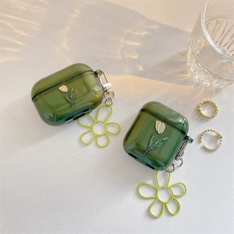 AirPod Case Green Flower