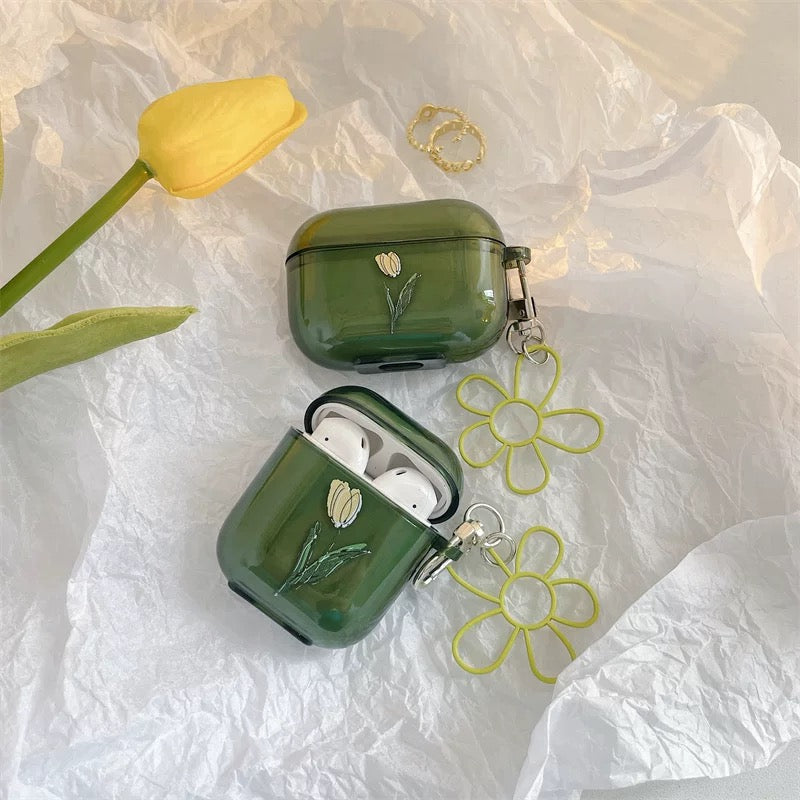 AirPod Case Green Flower