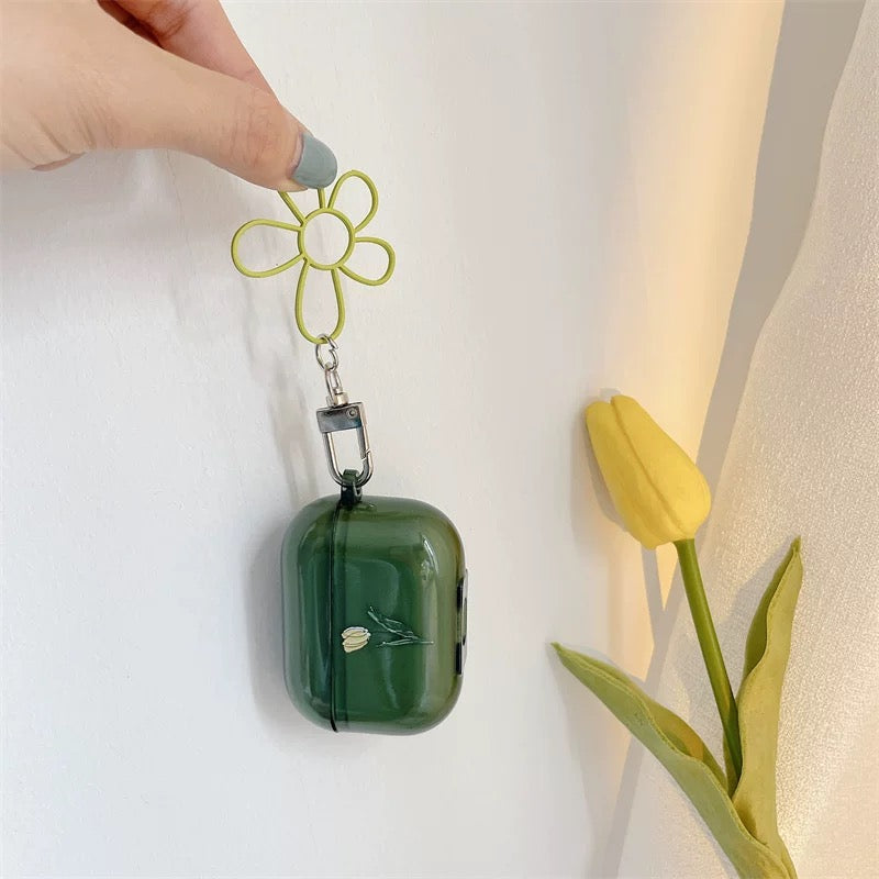 AirPod Case Green Flower