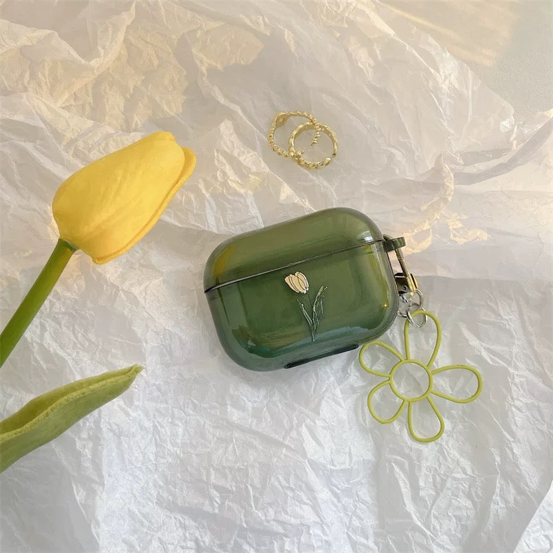 AirPod Case Green Flower
