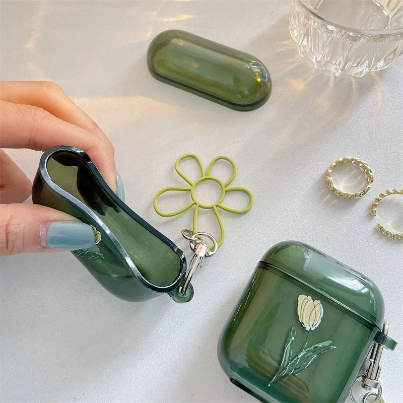 AirPod Case Green Flower