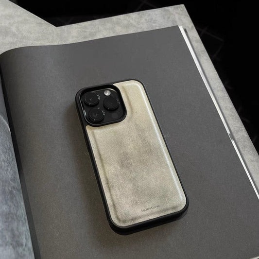 IPhone Case Vegan Leather Antique White Vintage Effect
