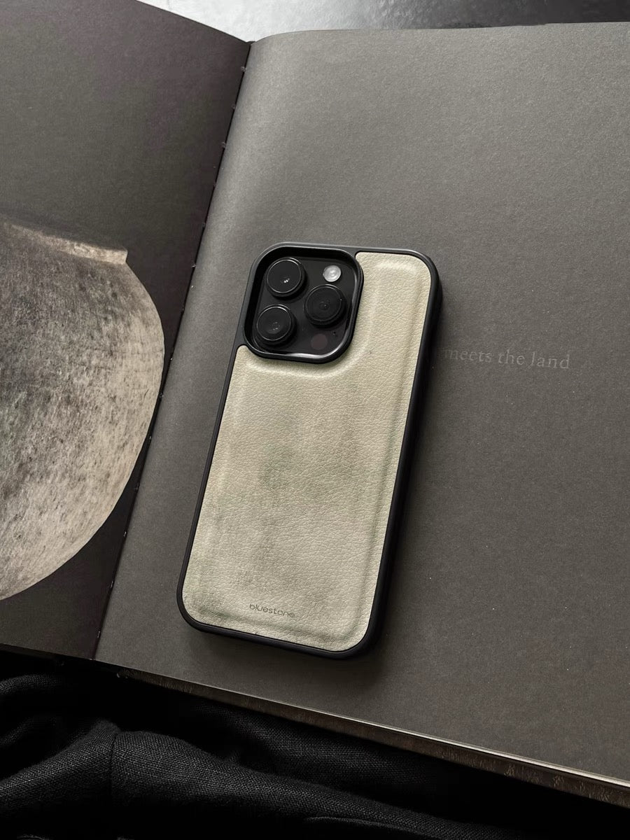 IPhone Case Vegan Leather Antique White Vintage Effect