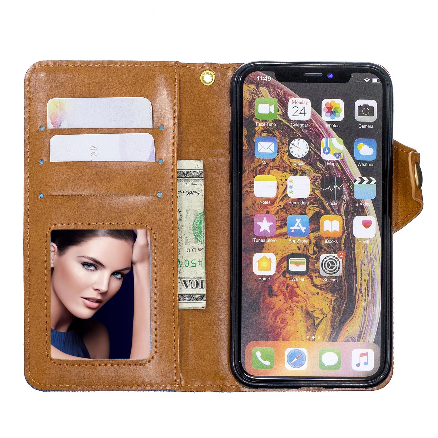 IPhone Wallet Case Card Holder Jeans Style