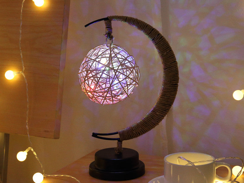 LED Lantern Night Light Rattan Ball Enchanted Lunar Lamp Home Ornament