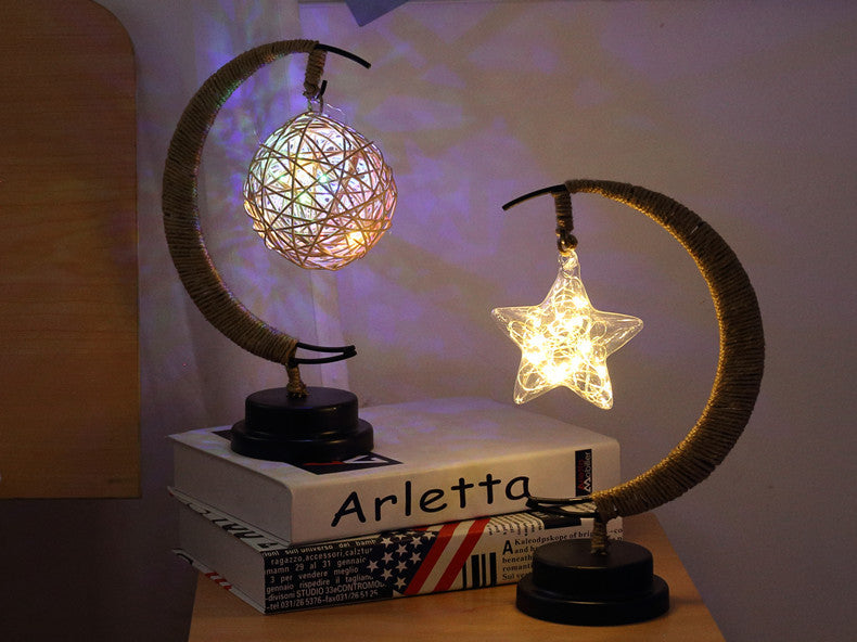LED Lantern Night Light Rattan Ball Enchanted Lunar Lamp Home Ornament