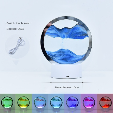 RGB Sandscape Table Lamp with 7 Colors USB 3D Natural Landscape Home Decor
