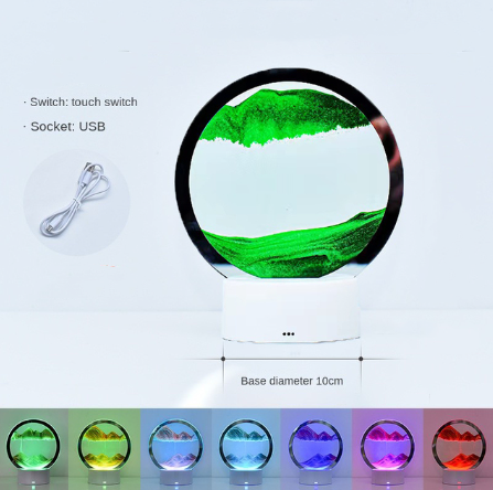 RGB Sandscape Table Lamp with 7 Colors USB 3D Natural Landscape Home Decor