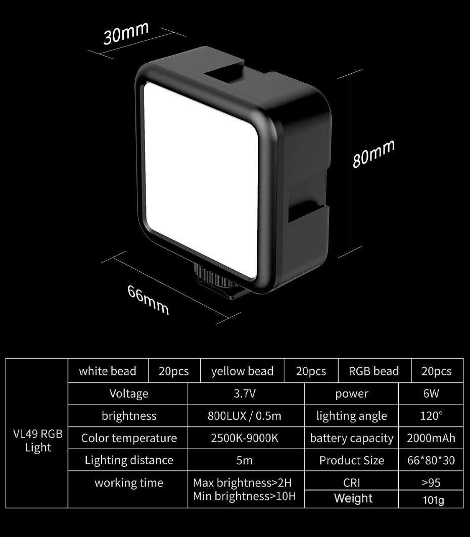 VIJIM Ulanzi VL49 and R66 RGB LED Video Light Camera Light Home Atmosphere Light