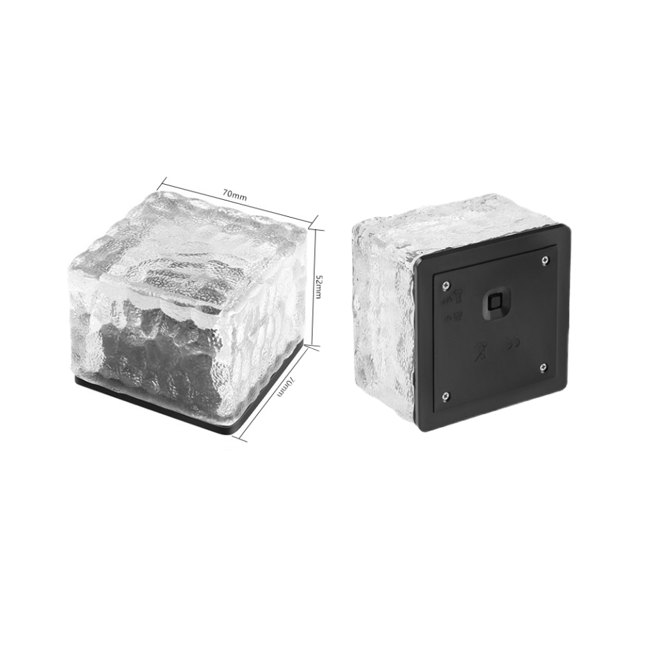 Solar Brick Ice Cube Light Outdoor Path Stair Step Garden Yard Landscape Sunlight LED Lamp