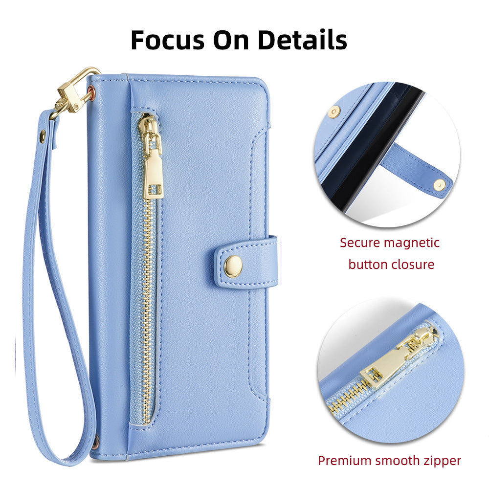 IPhone Wallet Case Card Holder with Shoulder Belt