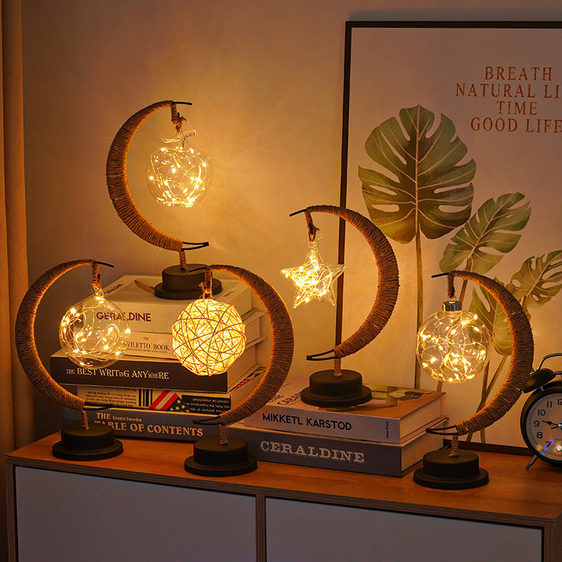 LED Lantern Night Light Rattan Ball Enchanted Lunar Lamp Home Ornament