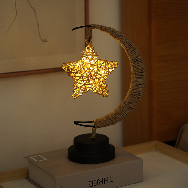 LED Lantern Night Light Rattan Ball Enchanted Lunar Lamp Home Ornament