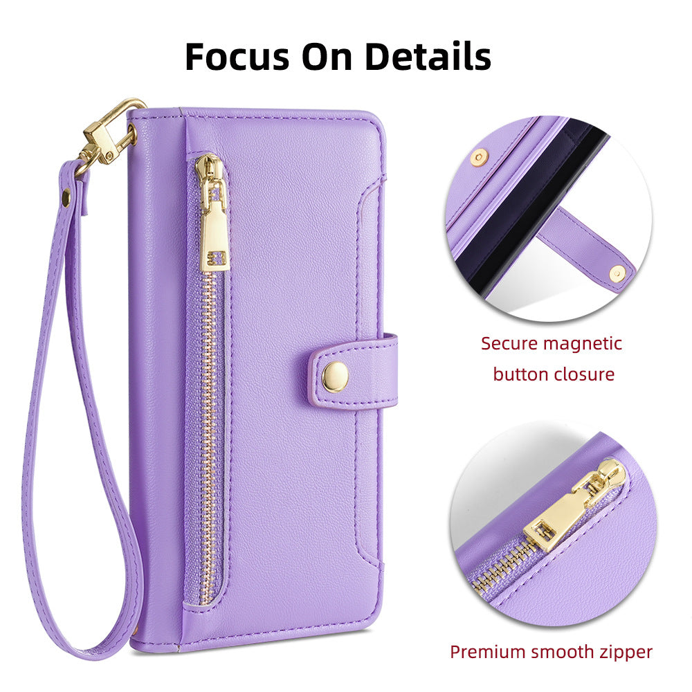 IPhone Wallet Case Card Holder with Shoulder Belt