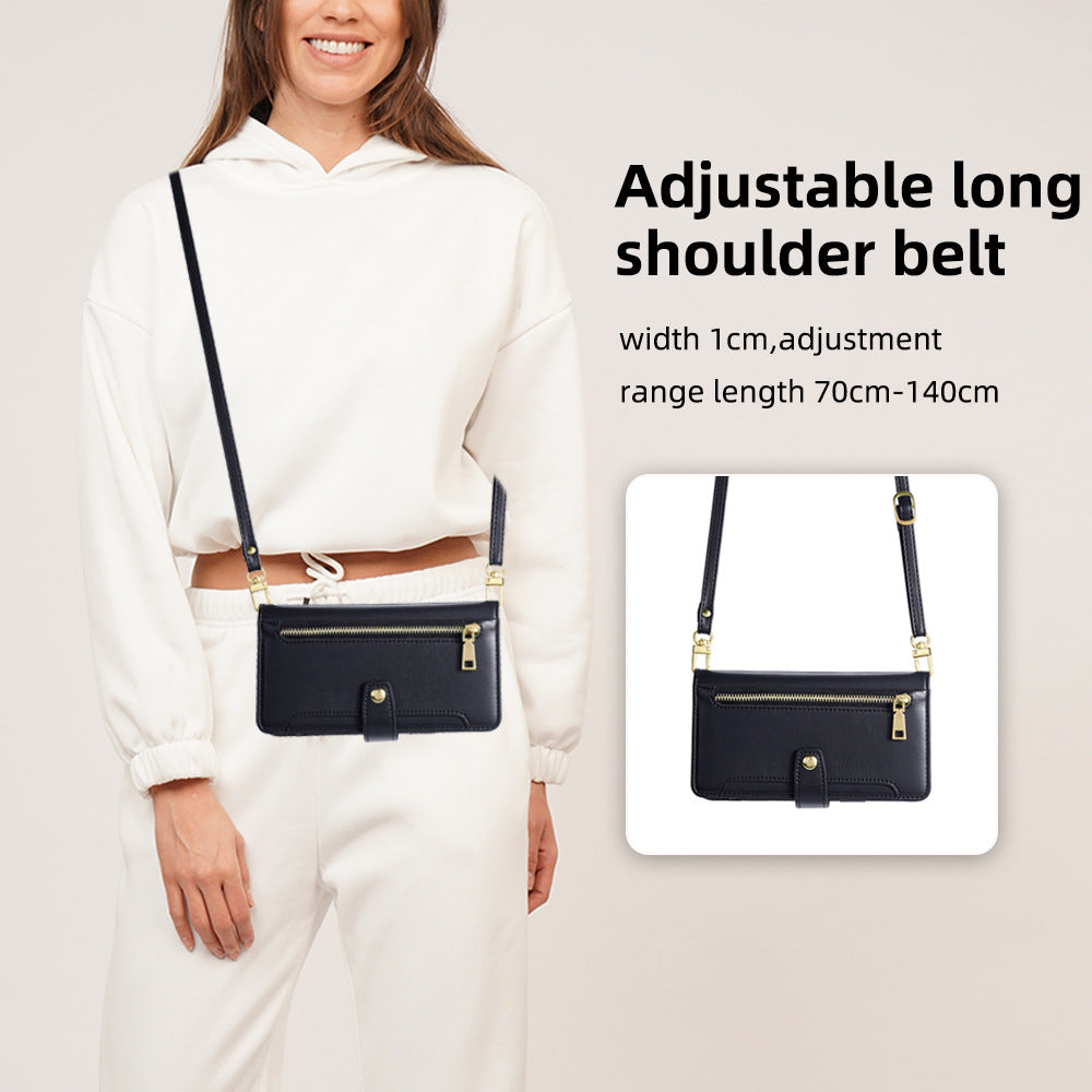 IPhone Wallet Case Card Holder with Shoulder Belt