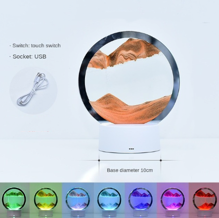 RGB Sandscape Table Lamp with 7 Colors USB 3D Natural Landscape Home Decor