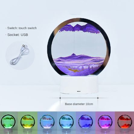 RGB Sandscape Table Lamp with 7 Colors USB 3D Natural Landscape Home Decor