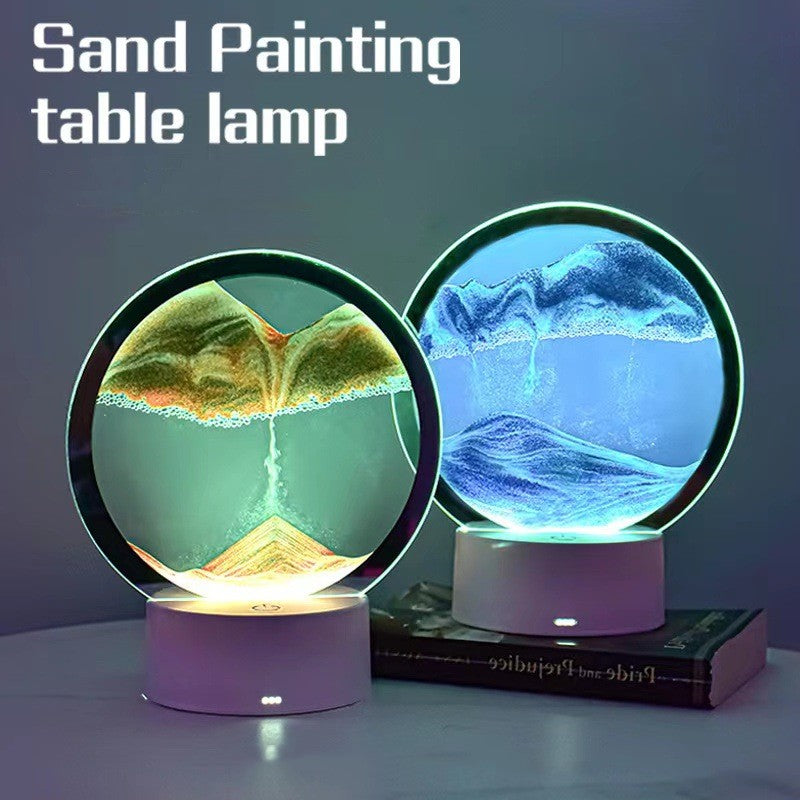 RGB Sandscape Table Lamp with 7 Colors USB 3D Natural Landscape Home Decor