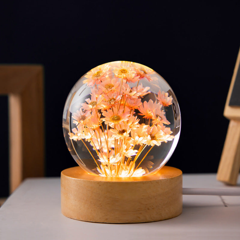 Luminous 3D Dandelion Daisy Preserved Flowers Light Desktop Ornament