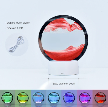 RGB Sandscape Table Lamp with 7 Colors USB 3D Natural Landscape Home Decor