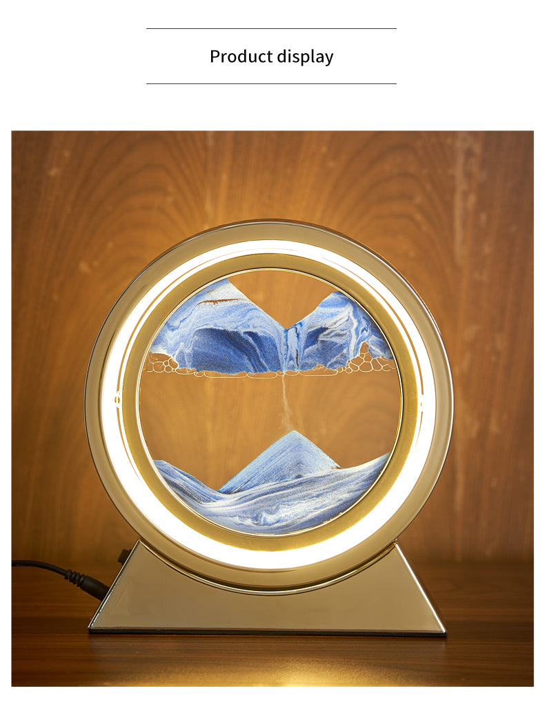 3D Hourglass Quicksand LED Lamp with Rotating Function and Art Sand Scene Modern Home Decor Gift
