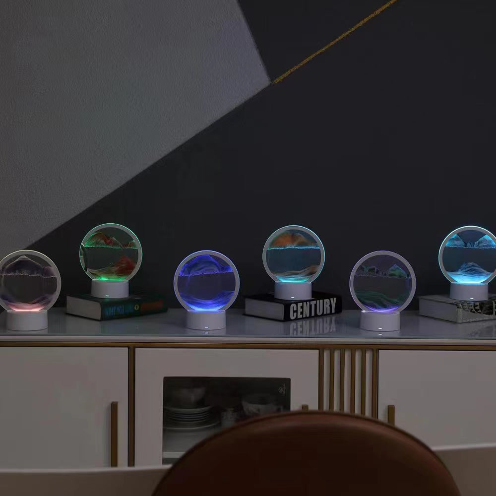 RGB Sandscape Table Lamp with 7 Colors USB 3D Natural Landscape Home Decor