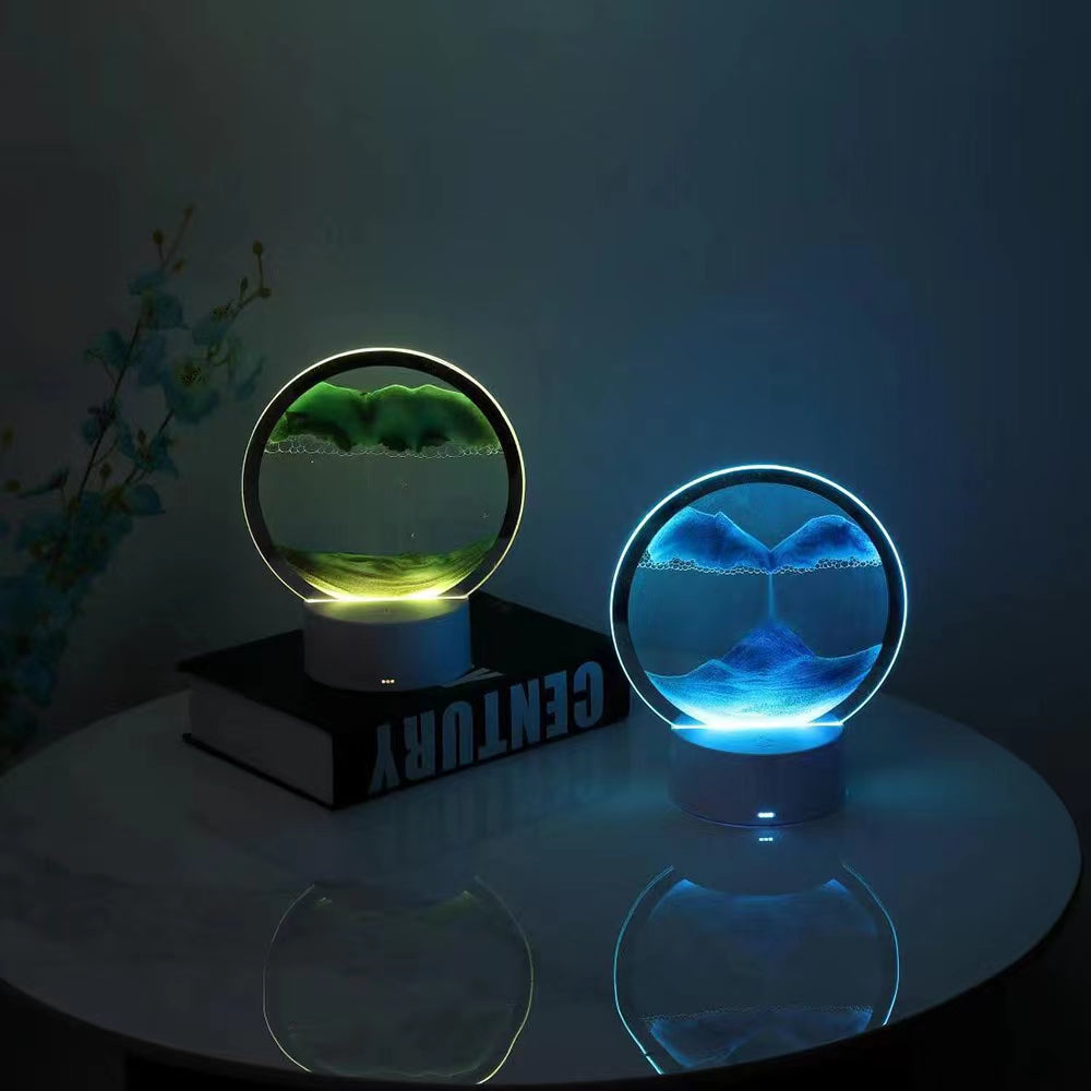 RGB Sandscape Table Lamp with 7 Colors USB 3D Natural Landscape Home Decor