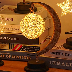 LED Lantern Night Light Rattan Ball Enchanted Lunar Lamp Home Ornament