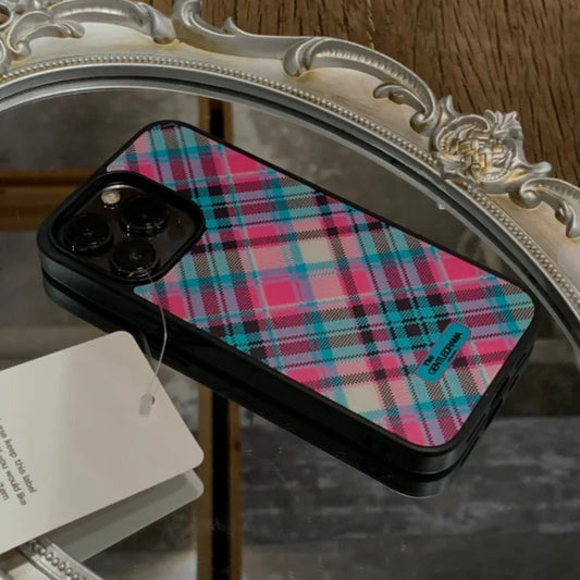 IPhone Case Plaid Style Purple Blue