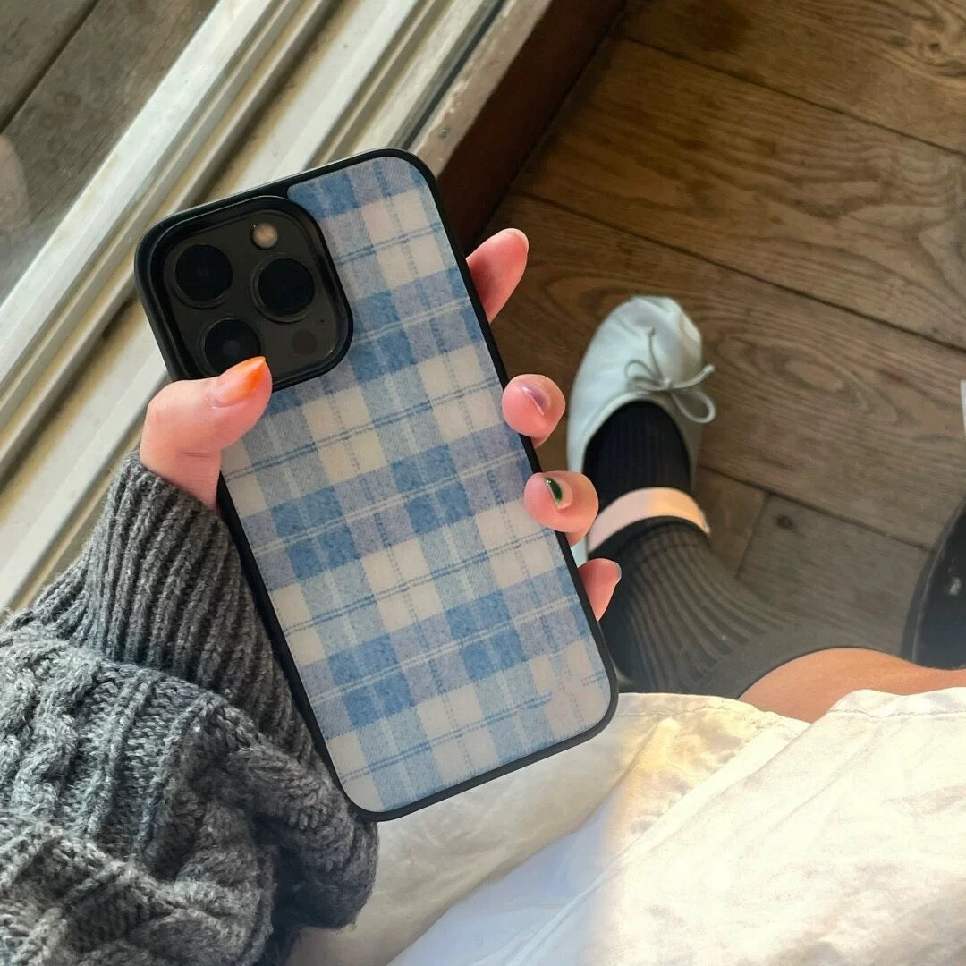 IPhone Case Blue Plaid Style