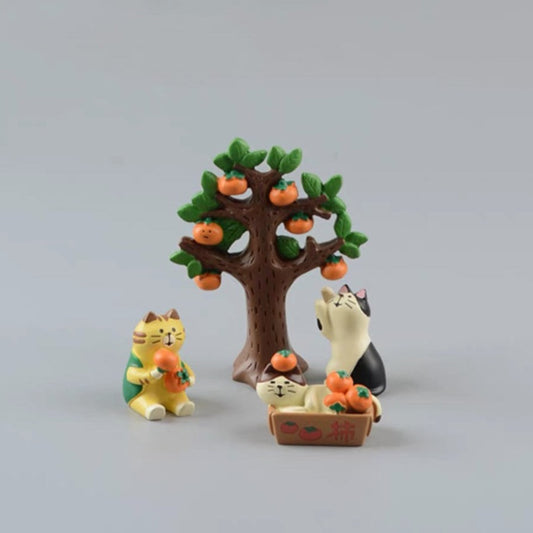 Adorable Cat under Persimmon Tree Home Decor Accent