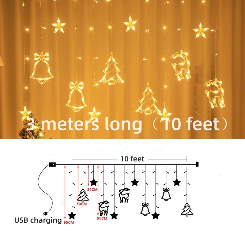Christmas Hanging Lights Decor Lights with USB Charging and Remote Control