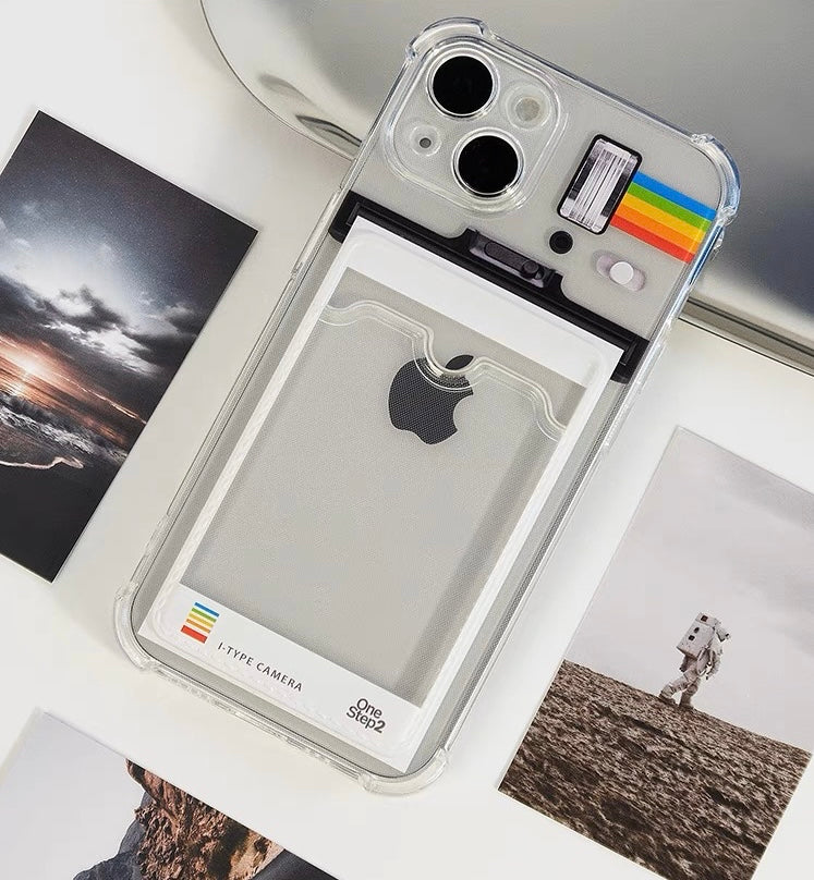 IPhone Case Polariziod Minimalism Style with Mirror Card Slot and String