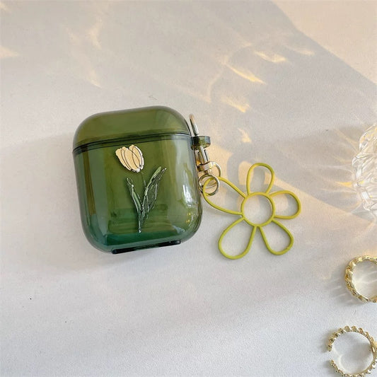 AirPod Case Green Flower