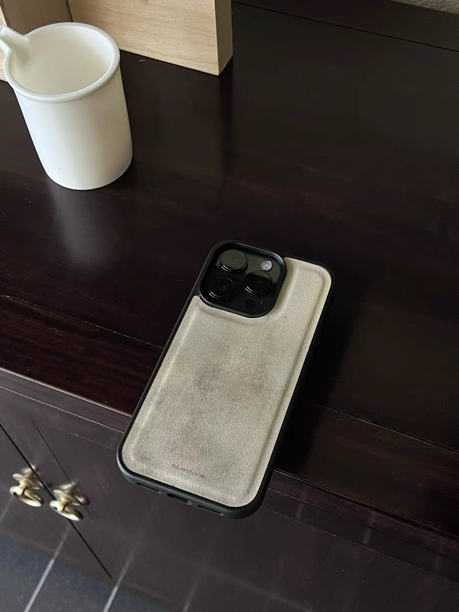 IPhone Case Vegan Leather Antique White Vintage Effect