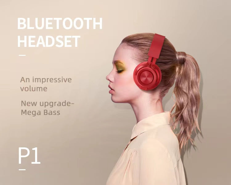 P1 Wireless Bluetooth Headphones with Mic for Female