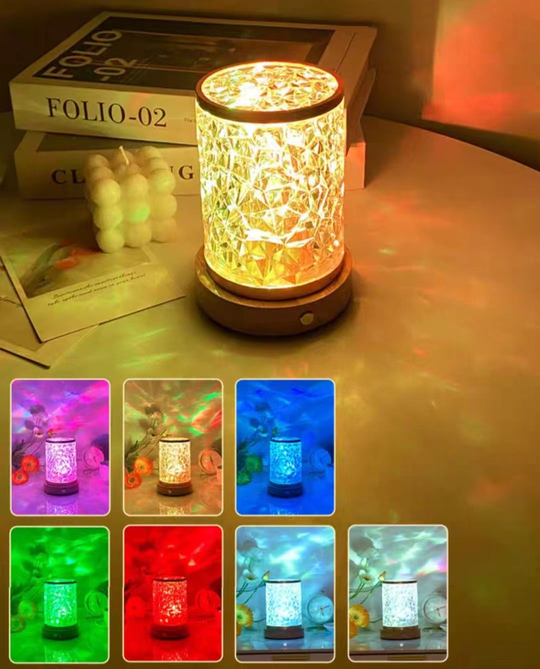 LED Floating Water Lamp Rechargeable Table Lamp Warm Light