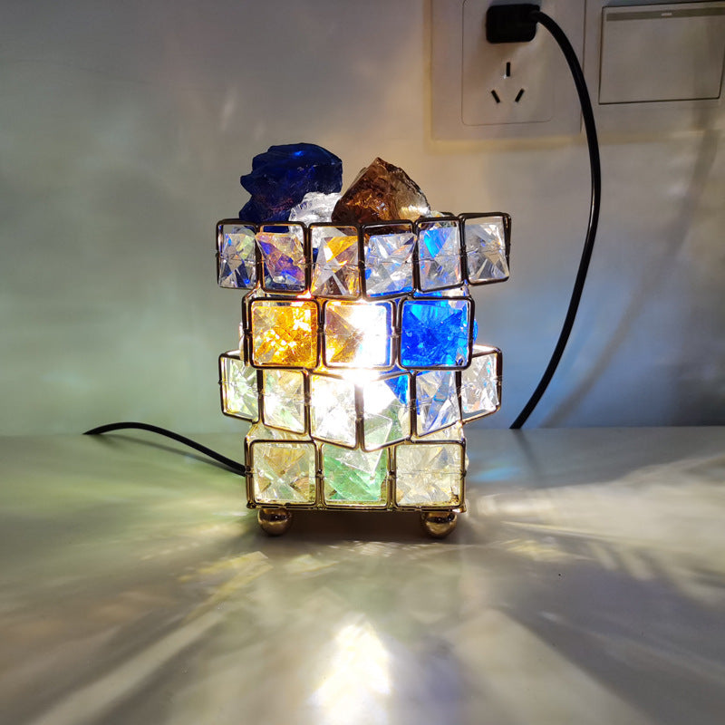 Magic Cube Salt Lamp Crystal Night Light Atmosphere Light Bedside Lamp Special Gift