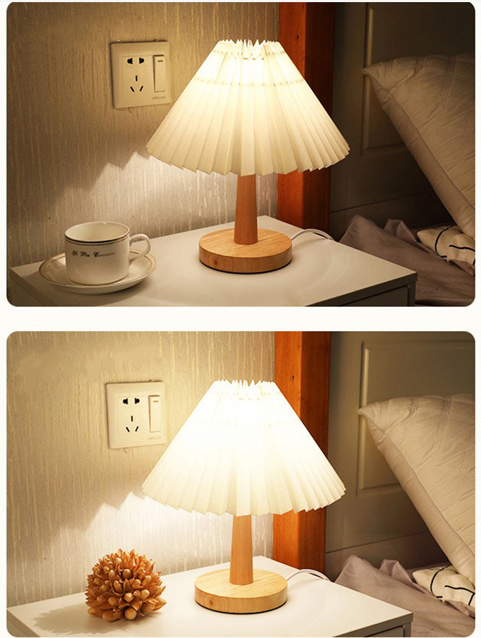 Nordic Pleated Table Lamp Foldable USB Bedroom Bedside Night Light Home Decor