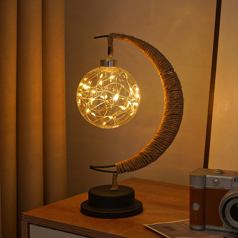 LED Lantern Night Light Rattan Ball Enchanted Lunar Lamp Home Ornament