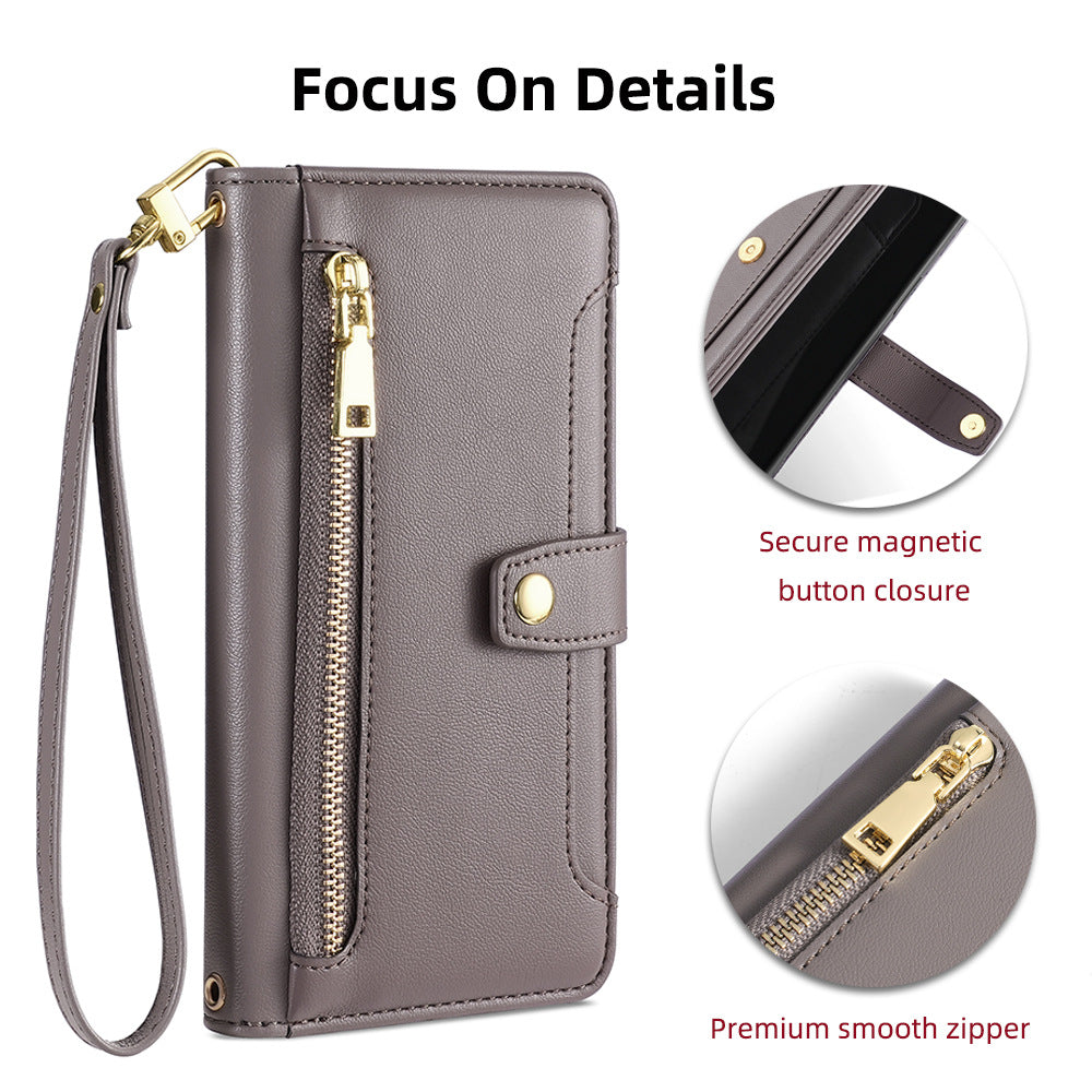 IPhone Wallet Case Card Holder with Shoulder Belt