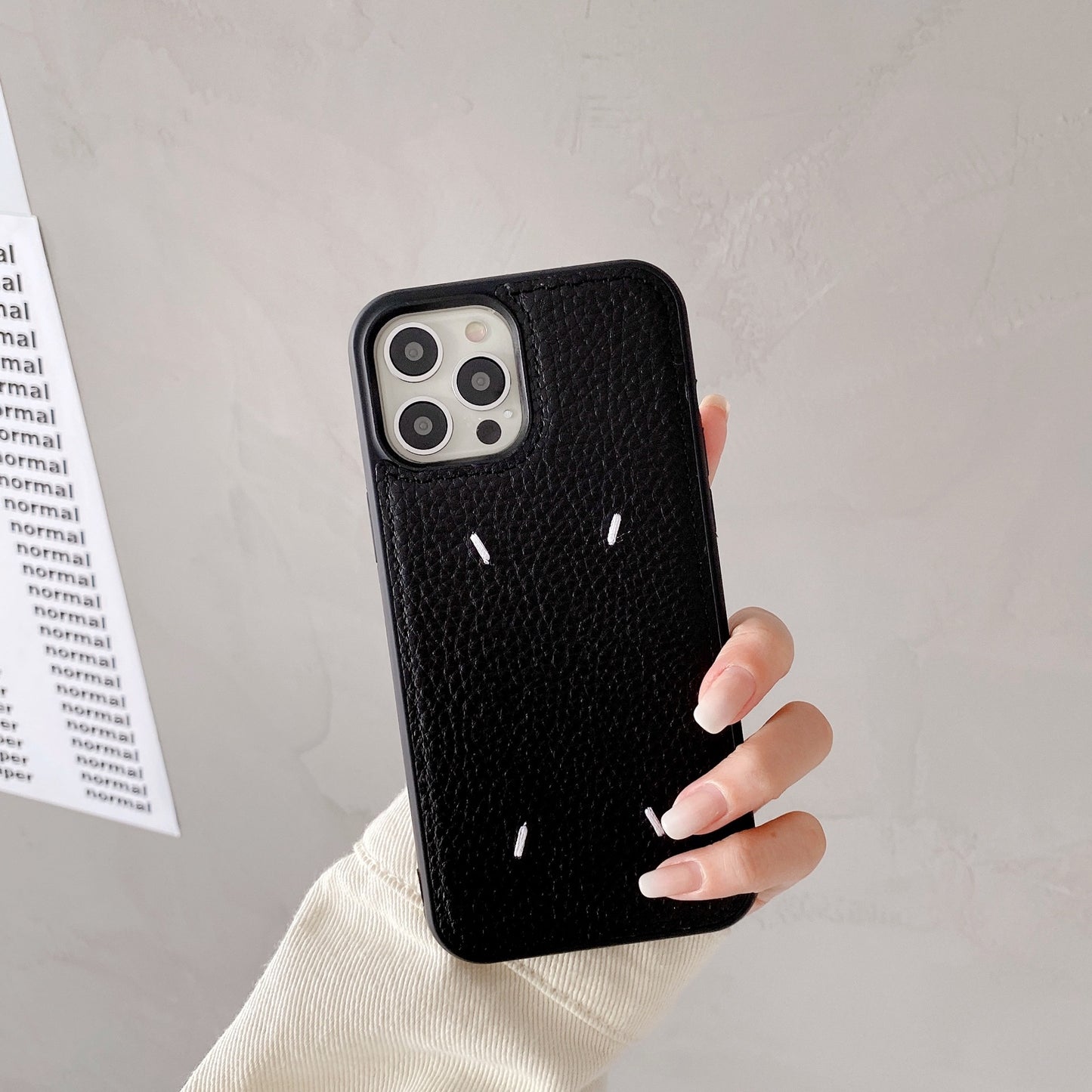 IPhone Case Artificial Leather Black & White