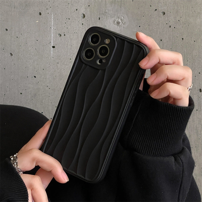 Silicone iPhone Case Wave Style Matte Black