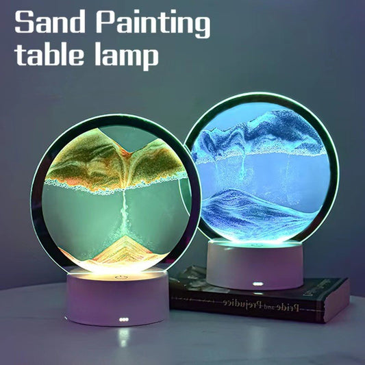 RGB Sandscape Table Lamp with 7 Colors USB 3D Natural Landscape Home Decor