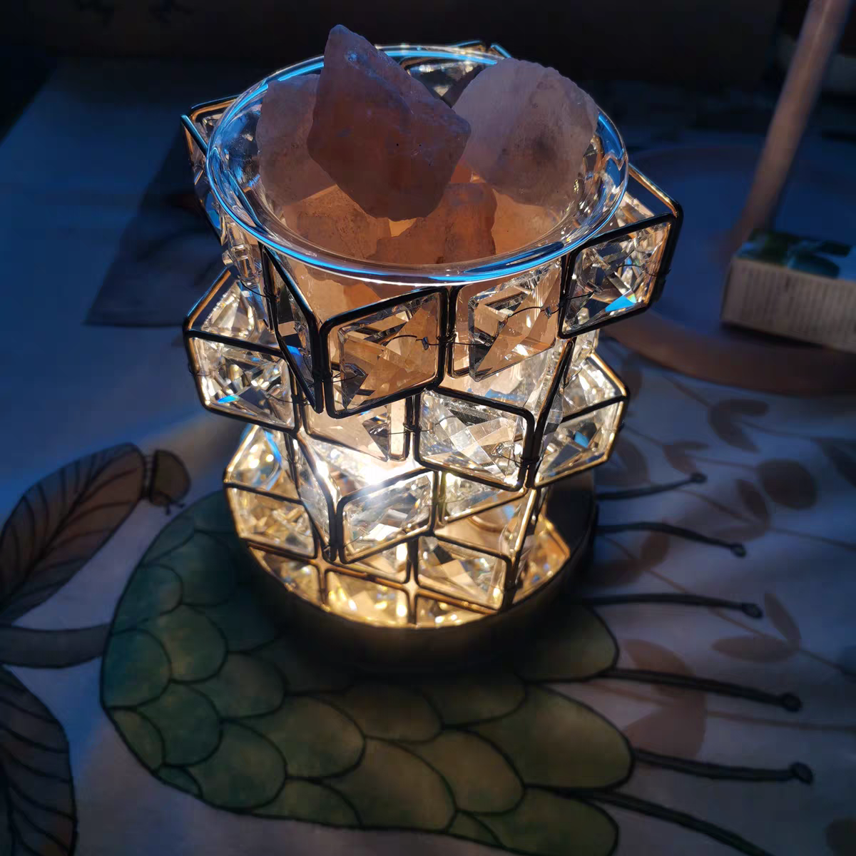 Magic Cube Salt Lamp Crystal Night Light Atmosphere Light Bedside Lamp Special Gift
