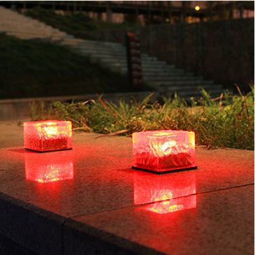 Solar Brick Ice Cube Light Outdoor Path Stair Step Garden Yard Landscape Sunlight LED Lamp