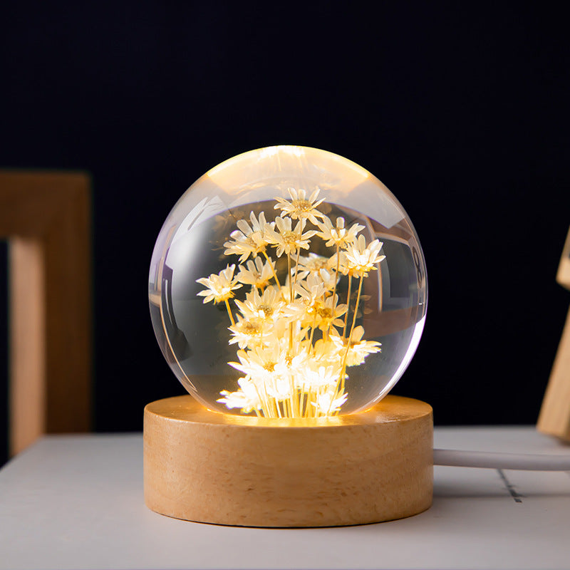 Luminous 3D Dandelion Daisy Preserved Flowers Light Desktop Ornament