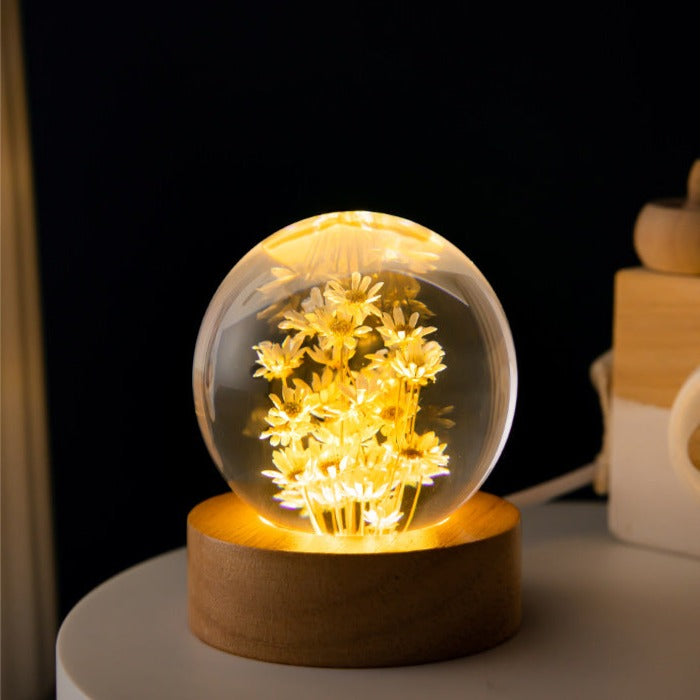Luminous 3D Dandelion Daisy Preserved Flowers Light Desktop Ornament